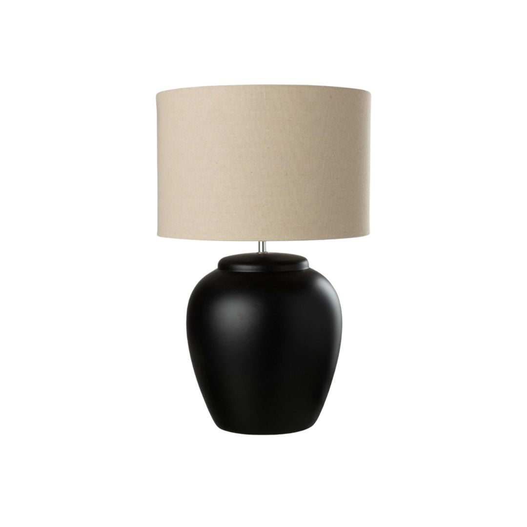 HeimNord – Tischlampe Meli Schwarz mit Leinenlampenschirm - HeimNordHeimNordHEI - DEFAULT TITLE - KQX - 793